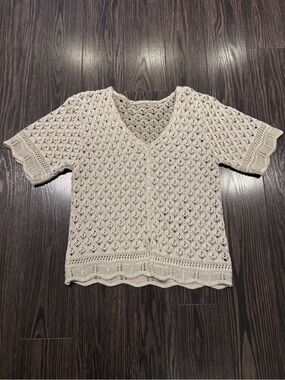 Boho Open Knit Lace Short Sleeve Top